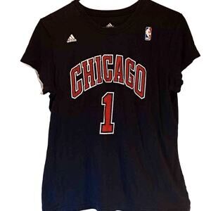 Chicago Bulls Adidas Women's T-Shirt Black #1 Derrick Rose Basketball-NBA L